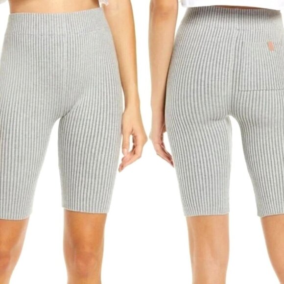 Lunya Shorts Women Medium Gray Cotton Silk Ribbed Bike Loungewear Sleepwear - Picture 1 of 9